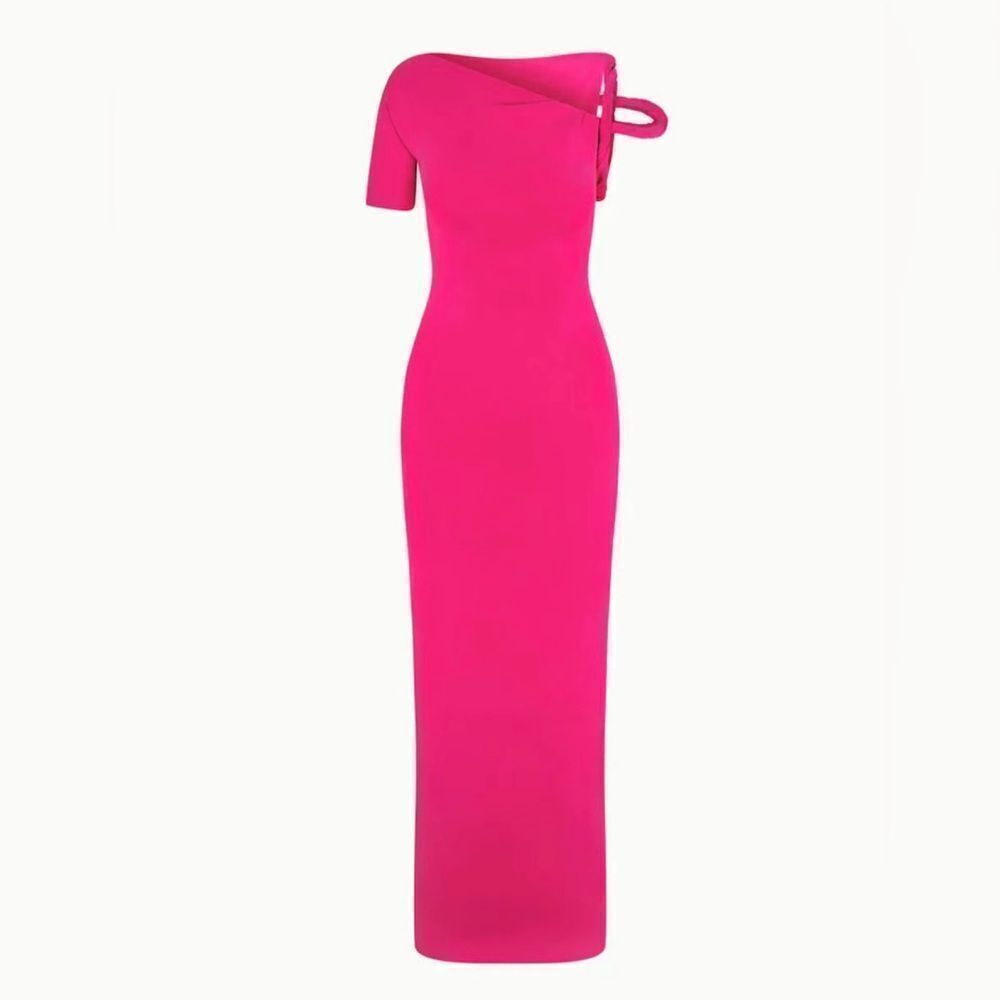 Kylie Jenner KHY Stretch Twist Maxi Dress Fuschia Pink Size XXS